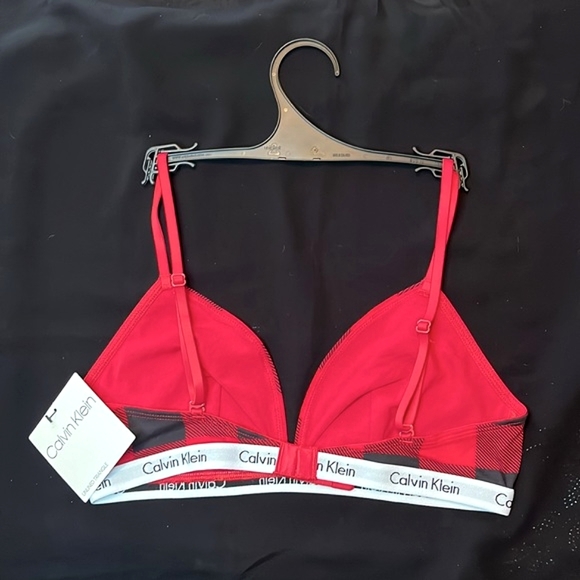 CK | BUFFALO PLAID UNLINED TRIANGLE BRALETTE - Picture 4 of 7